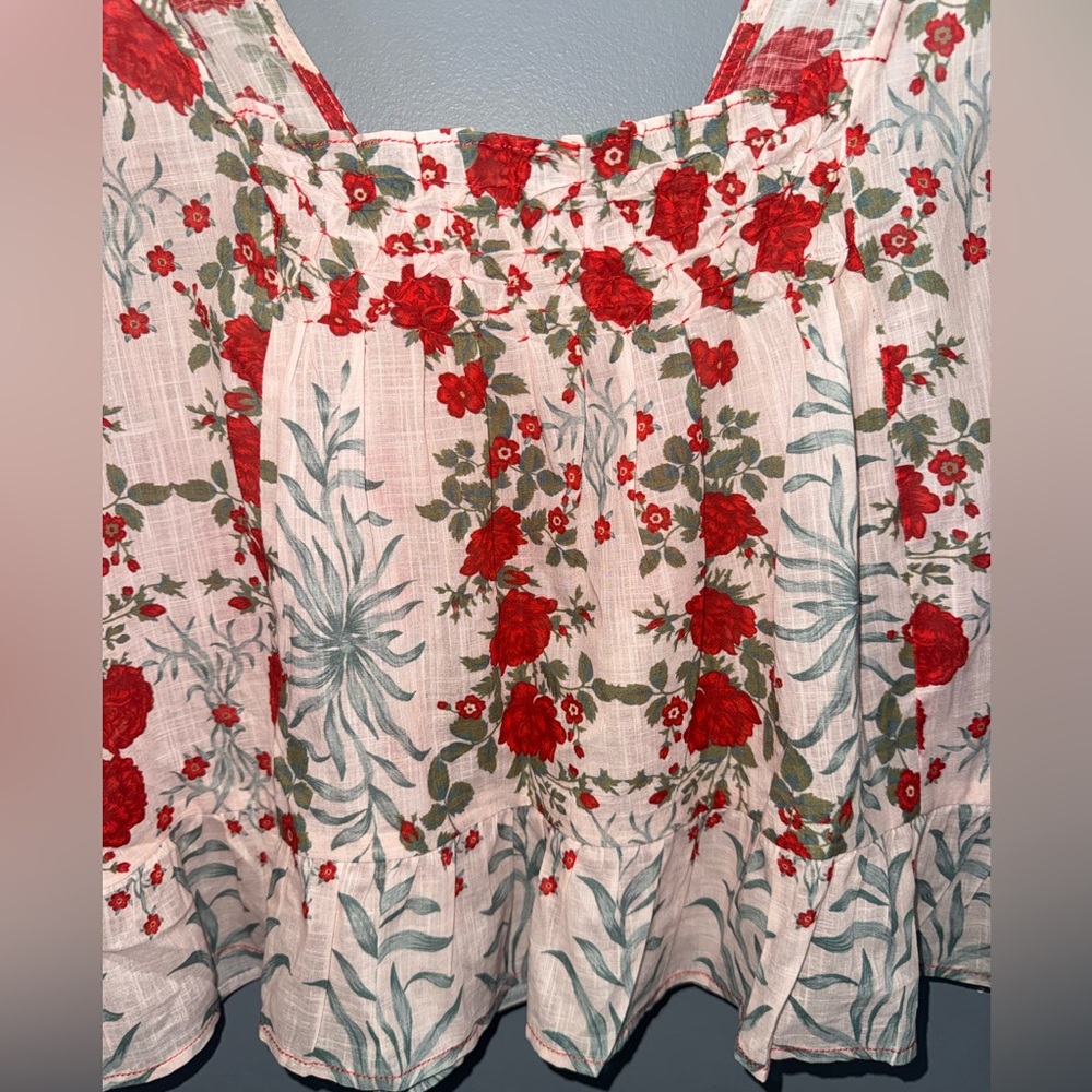 Maeve Pink Floral Smocked Tank Top - Picture 3 of 7